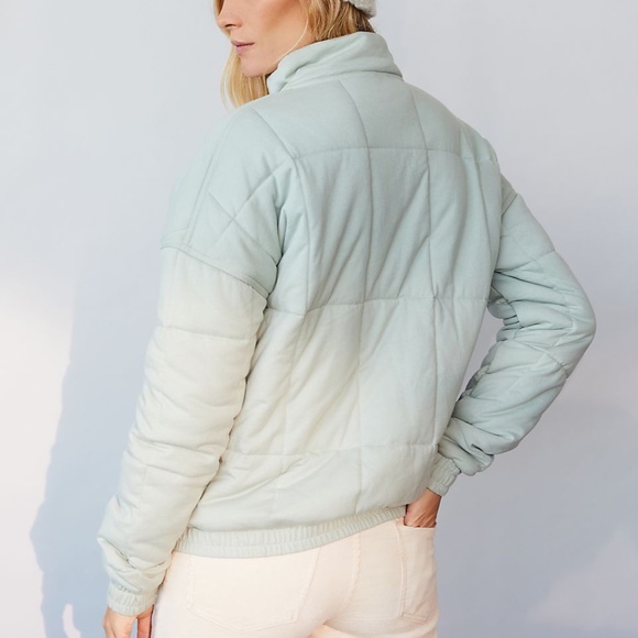 Anthropologie All Fenix Benita Cotton Quilted Full Zip Jacket in Sage, XL - Picture 2 of 12